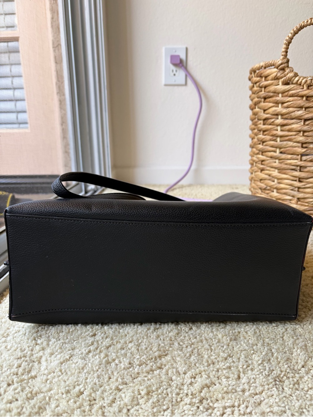 Coach Black Pebbled Leather Shoulder Tote with Gold Logo - Picture 3 of 5